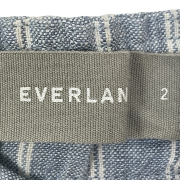 Everlane Linen Square Neck Blue Pinstripe Button Down Tie Front Jumpsuit 2 NWOT - Picture 11 of 14